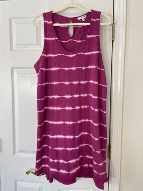 Sonoma Goods for Life Fuchsia Tie Dye Striped Tank Dress, size XL